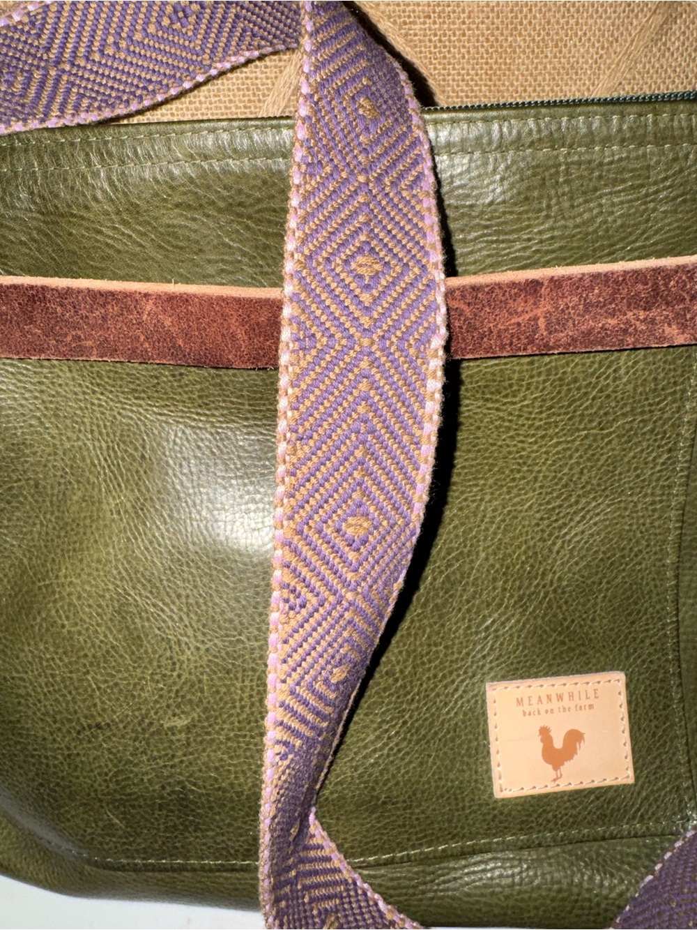 Meanwhile Back On The Farm Hunter Green Leather Crossbody Shoulder Bag - Picture 8 of 9
